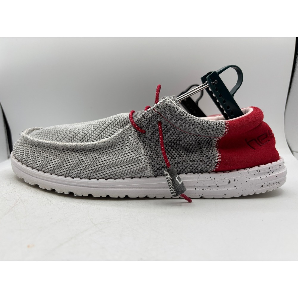 Hey Dude Wally Sox Funk Dark Grey Red Men's Size 11 Comfort Casual Slip On Shoes